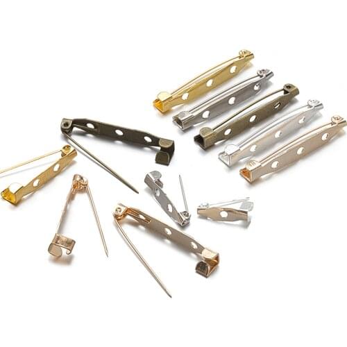 50pcs 15/20/25/30/35mm 5 Colors Metal Brooch Clips Base Settings Blank Safety Brooch Pins Base For DIY Jewelry Making Findings
