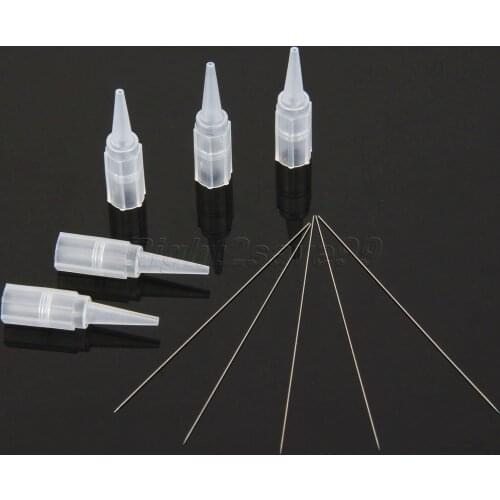 50Pcs 1R Tattoo needles(0.3mm) and 50pcs tips For Permanent Makeup Machine Tattoo Eyebrow needles + round mouth caps