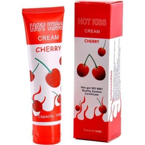 50PCS HOT KISS Fruit Lubrication Cherry Cream Love Kiss Strawberry Cream Edible Body Grease Oral Vaginal Anal Lubricant 100ml