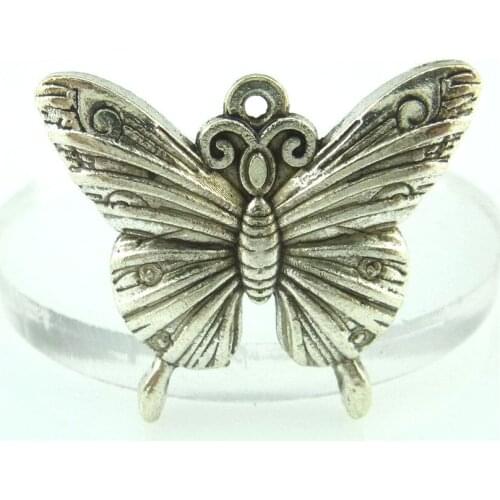 6pcs Antique Silver 23*25mm Butterfly Charms Pendant For Jewelry Making Bracelet Vintage Accessories