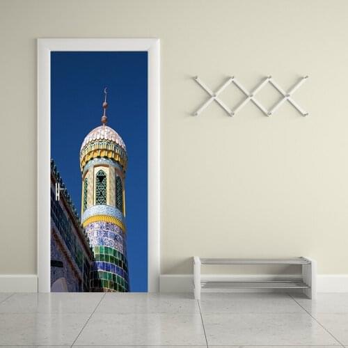 77*200cm Wonderful Muslims Architecture Tower Tip of Mosque Oil Paintting Wall Sticker Wallpaper Door Stickers Home Decor