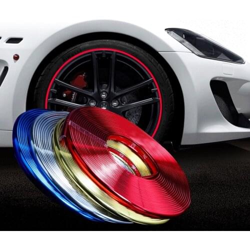 8m 2m Car Wheel Rim Sticker Chrome Wheel Decoration Auto Exterior Car Styling AccessoriesTire Rims Chrome Rims Hub Strips