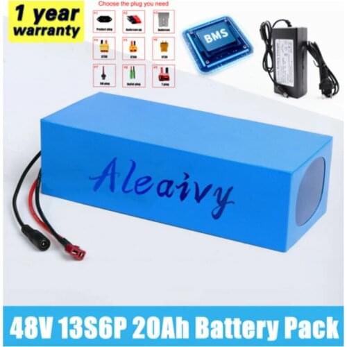 Aleaivy 48V 20AH High Power 1000W Electric Bike Battery 48V 20AH E-bike Battery 48 Volt Lithium Battery with BMS 2A Charger