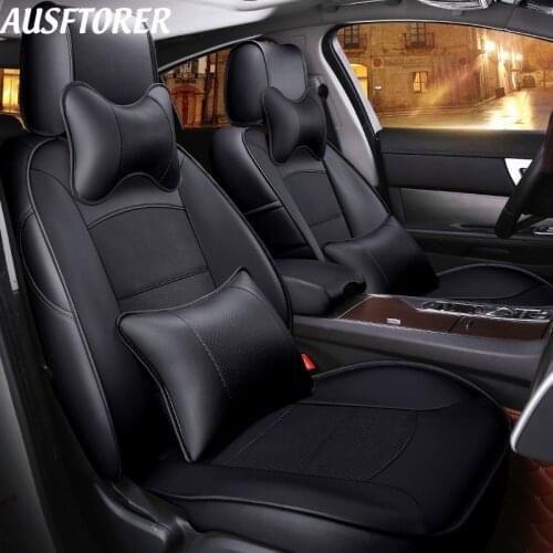 AUSFTORER Exact Fit Cowhide Leather Automobiles Cover Seats for Nissan Fuga 250XV 2007 Seat Covers Support Front & Rear Complete