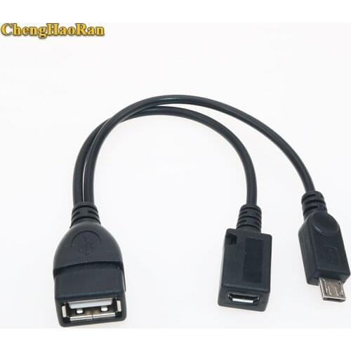 ChengHaoRan USB 2.0 A Female to Micro USB B Male + Micro 5 Pin Female Host OTG Adapter Cable Charging Connector Cable Cord