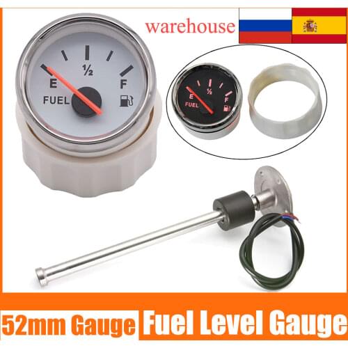 52MM Fuel Gauge Oil Level Indicator Fuel Level Sensor Red Backlight Fuel Level Gauge Water Level Sensor For Boat Car Truck
