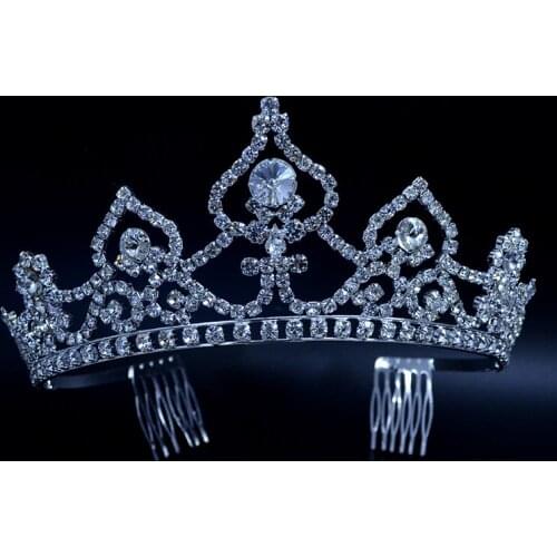 Tiaras Crown For Bridal Wedding Hair Accessories Rhinestone Crystal Headpieces Beauty Pageant Contest Queen Crown Hair Comb 1883