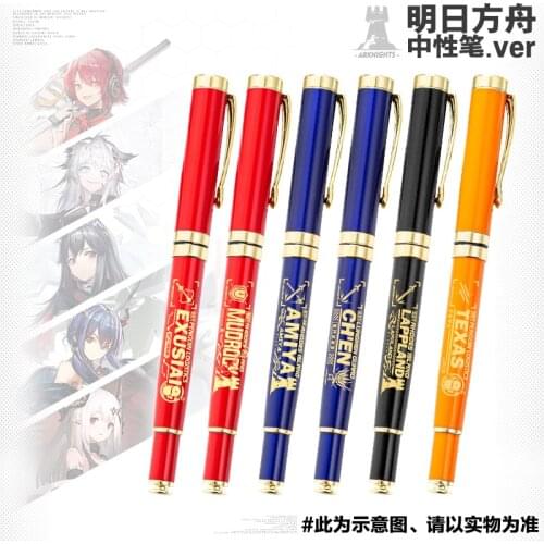 Game Arknights Texas Chen Texas Lappland Exusiai Metal Stationery Sign Ballpoint Gel Pen Rollerball Pen Student Cosplay Gift