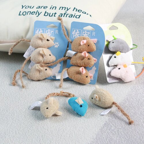 3pcs Cat Interactive Toy Simulation Plush Mouse Three Combination Small Rat Grass Contains Catnip Molar Teeth Cleaning Supplies