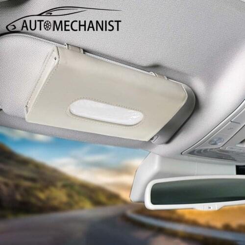 PU Leather Car Tissue Box Auto Sun Visor Napkin Bag Car Interior Storage Accessories Multipurpose Tissue Dispenser Auto Storage