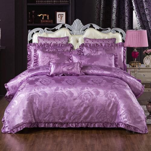 2021new Cotton Satin Jacquard Luxury bedding sets queen king size duvet cover set bed skirt set pillowcase bedclothes 4Pcs