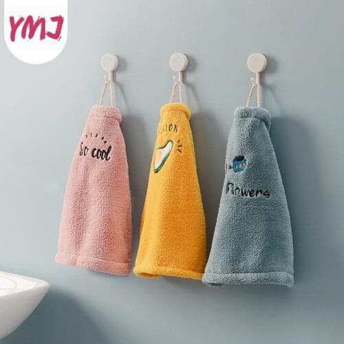 Coral Velvet Bathroom Supplies Soft Hand Towel Absorbent Cloth Dishcloths Hanging Cloth handkerchief Kitchen Accessories 27*24cm
