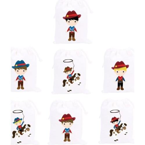 Cowboy Theme Party Bags Candy Bags Gift Bags Western Cowboys Horse Decorations Grand Event Birthday Party Container Supplies