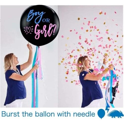 36inch Latex Balloons Gender Reveal Boy Or Girl Bomb Ballon For Baby Party Blue Pink Confetti Black Gender RevealDecor Supplies