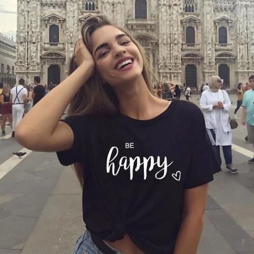 Summer New Womens Dress Casual Funny Fashion Round neck Short Sleeve Black Orange White Letter T - Shirt