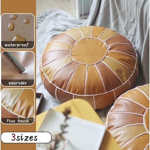 Moroccan Seat PU Leather Futon Cushions Ground Lazy People Chair Covers Nordic Tatami Home Stitching Thick Round Footstool Mats