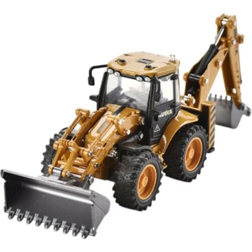 HUINA 1704 1:50 Model Excavator Front Back Hoe Loader Simulation Die-Cast Engineering Vehicle Model Car Toys for Kids