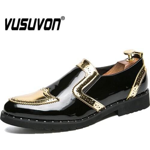 Genuine Patent Leather Men Loafer Casual Shoes Italian Design Slip On Fashion Breathable Hollow Out Male Driving Dress Flats