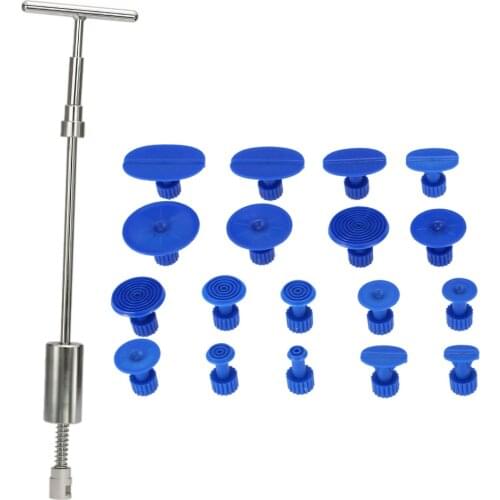 Slide Hammer T Bar Puller Tool Car Dent Remover Repair Kit with 18Pcs Blue Dent Puller Tabs pull out buns tools garage tools