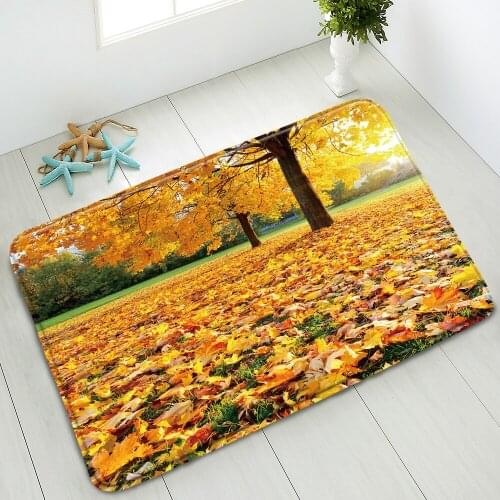 Fallen Leaves Non-Slip Bathroom Mat Autumn Scenery Indoor Floor Mats Bedroom Kitchen Doormat Absorbent Home Carpet Foot Pads