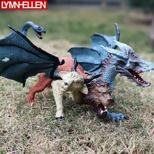 New Simulation Mythology Dinosaur Model Three Heads Combination Flying Dragon Action Figure Home Decoration Collection Kids Toys
