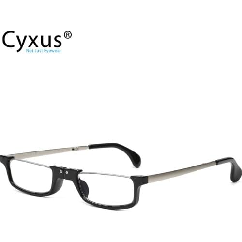 Cyxus Fashion Anti Blue Light Reading Glasses Foldable Half Rim Transparent Lens for Unisex Eyewear 2311