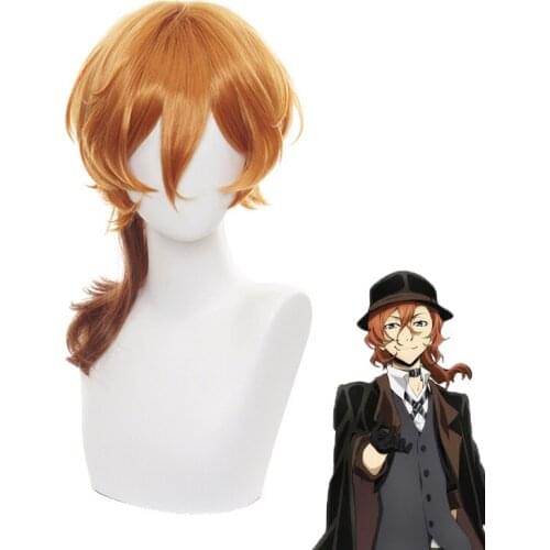 Chuya Nakahara Chuuya Wig Cosplay Costume Anime Bungo Stray Dogs Heat Resistant Synthetic Hair Role Play Wigs Peluca