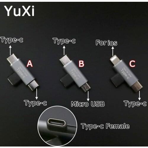 YUXI TYPE-C Female to Double Head Type-c Male Head Two-in-one T-type Adapter C female to Micro Male C Female to For iPhone