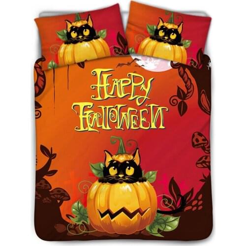 Home Duvet Cover 3in1 for Adult Happy Halloween Colorful Bedroom Quilt Cover and Pillowcase Comfortable Bedding Covers King Size
