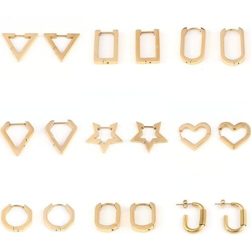 Stainless Steel Earring For Women Geometry Triangle Earrings Men Round Square Earrings Punk Minimalist Women Jewelry Earrings