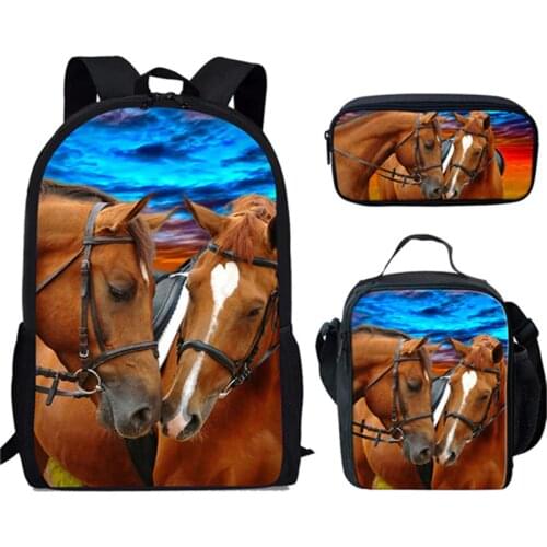 ELVISWORDS Adorable Cat School Bags 3Pcs/Set Cool Animal Print School Backpack For Girls Boys Satchels Kids Bag Mochila Escolar