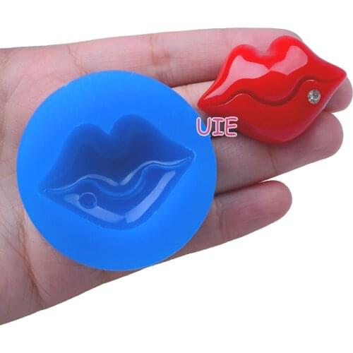FYL070 42.4mm x 25.2mm Lips Silicone Mold Fondant Cake Decoration Candy Resin Clay Earrings Necklace Craft Soap Candle FOOD SAFE