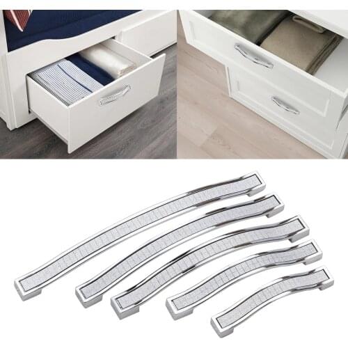 Modern Crystal Knobs Cabinet Handles Silver Crystal Cupboard Pulls Drawer Knobs Kitchen Furniture Handle Replacement