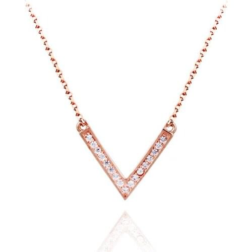 Rhinestone-encrusted Angle Rose Gold Plating Stainless Steel Fashion Necklace