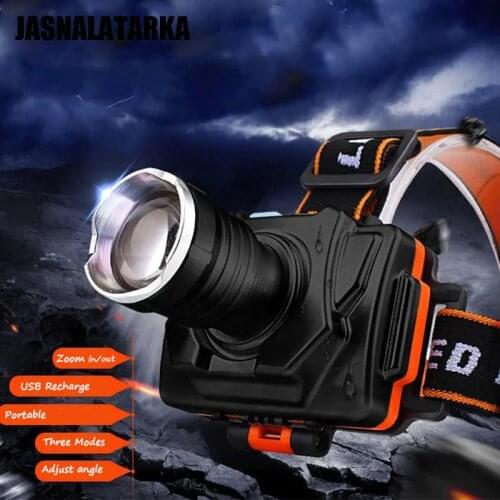 LED Headlight USB Rechargeable T6 Hard Light Waterproof Super Bright Zoom Head-Mounted Fishing Night Outdoor Miners Lamp SD011