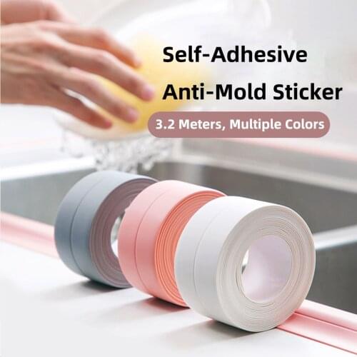 Waterproof And Mildew Proof Tape For Kitchen Sink, Bathroom Shower, Sealing Strip, Self-Adhesive Surface With Glue, Wall Sticker