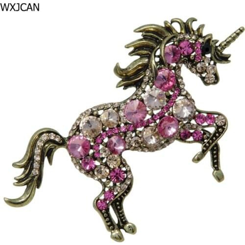 WXJCAN luxury animal unicorn brooch pendant Large vintage brooches Satellite stone rhinestone brooch pins gift Size 85mm*50mm