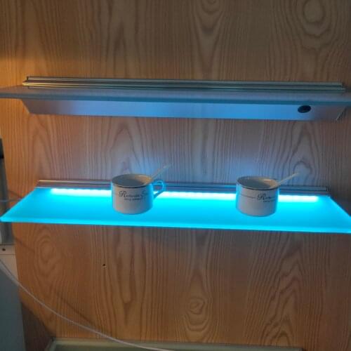 1pcs X60cm length blue RGB wall shelf SMD led profile light for clip 8mm glass shelf led aluminum glass shelve without glass
