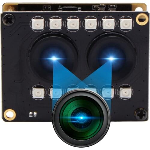 1080P Full HD WDR No Distortion RGB B/W Infrared Webcam Board Facial Recognition 2mp Dual lens USB Camera Module with Ir Leds