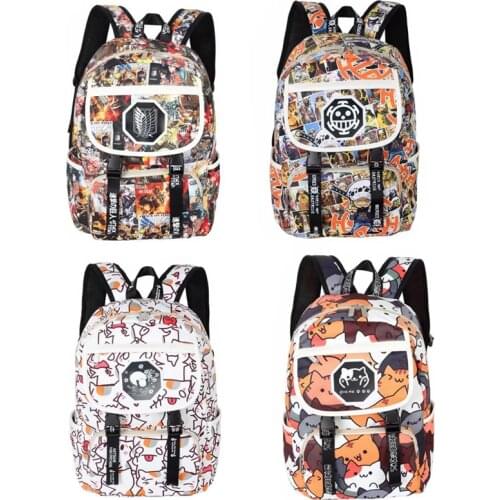 5Kinds Trafalgar Law Madara Cat Attack on Titan Bertolt Hoover Ninja Backpack Knapsack School Bag