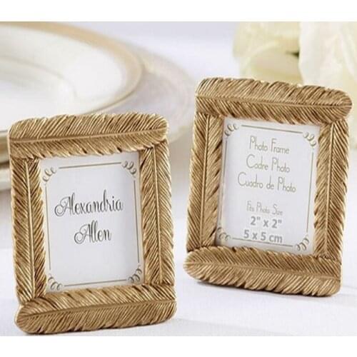 50pcs New feather photo frame baby photo frame gold mini photo frame small gift royal wedding decoration