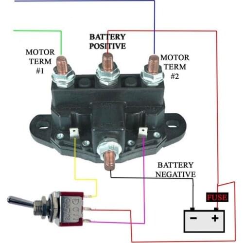 Auto Threaded Studs 6 Terminals 5/16"-24 12V Reversing Polarity Contactor Relay Winch Motor Reversing Solenoid Switch