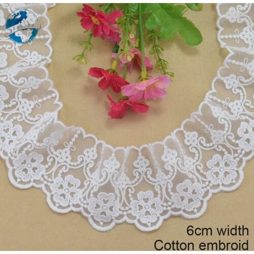 6cm width white lace cotton embroidery lace french lace ribbon fabric guipure diy trims warp knitting sewing Accessories#4125