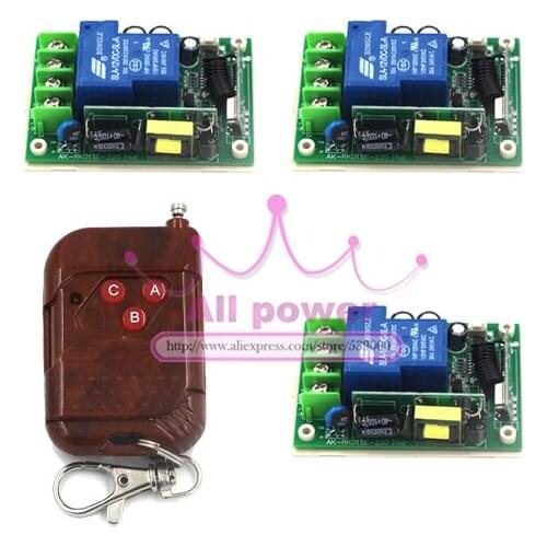 Free shipping AC 85V~250V 110V Wide Voltage Wooden Remote & Receiver rf transmitter 433mhz 220V