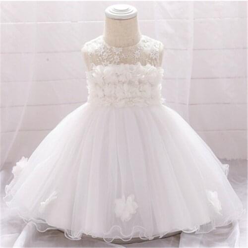 Princess Kids Baby Girls Dress Lace Flower Tulle Christening Gowns Tutu For Babies 1st Birthday Outfits Toddler Baptism Cosutme
