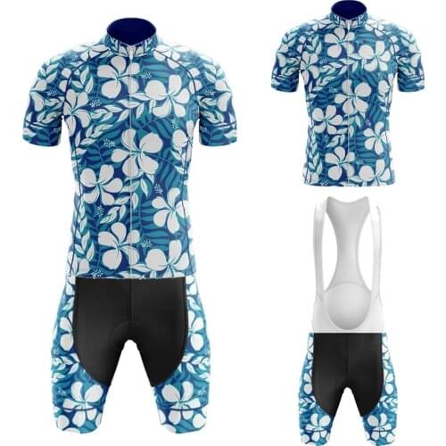 Hawaiian Style New Cycling Jersey Set Short Sleeve Bike Clothing And Bib Shorts Gel Breathable Pad Maillot Ciclismo Hombre