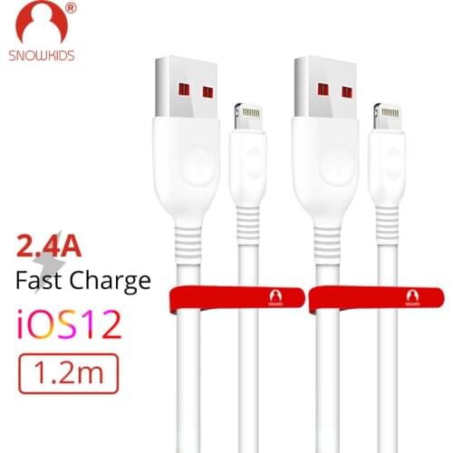 Snowkids Cable for iPhon X8765 XR XsMax SE Fast Charge Speed Fine TPE Upto iOS13 for Lighting to USB 1.2m
