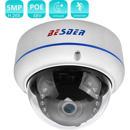 BESDER H.265 5MP 2592*1944 IP Camera Vandal-proof Surveillance Video Dome Camera CCTV H.265 5MP 3MP 2MP IP Camera DC 12V 48V PoE