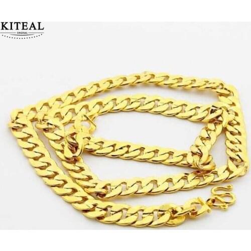 KITEAL 925 Fashion jewellery charms pure gold color Lady necklace women small braid vintage necklace men jewelry