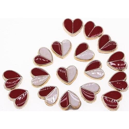 50pcs 12x13mm heart round delicate white&red flatback Button Home Garden Crafts Cabochon Scrapbooking DIY Accessories